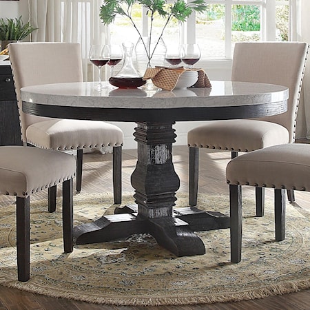 Acme Furniture Nolan 72845 Round Pedestal Dining Table with White ...