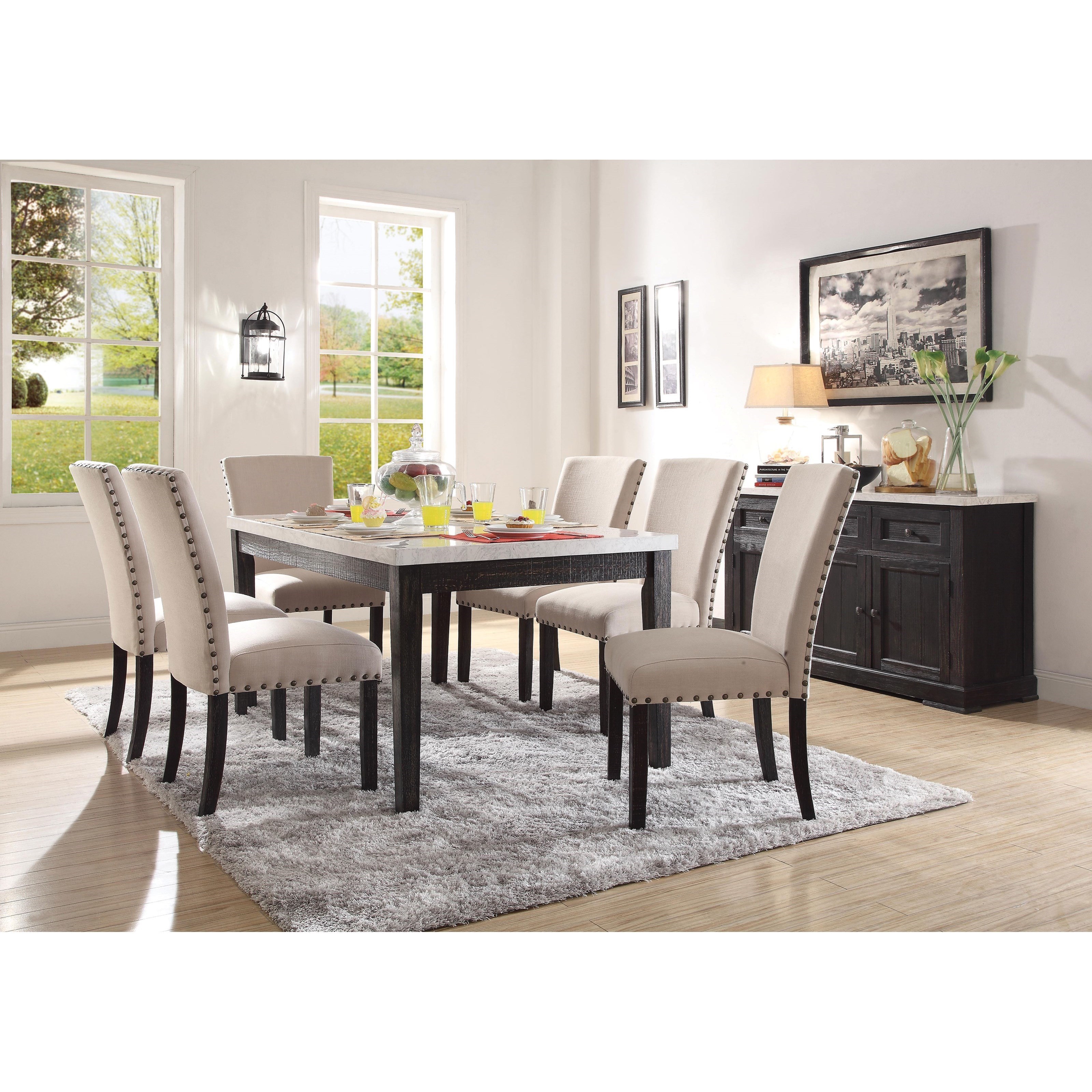 Acme Furniture Nolan Rectangular Dining Table with White Marble 