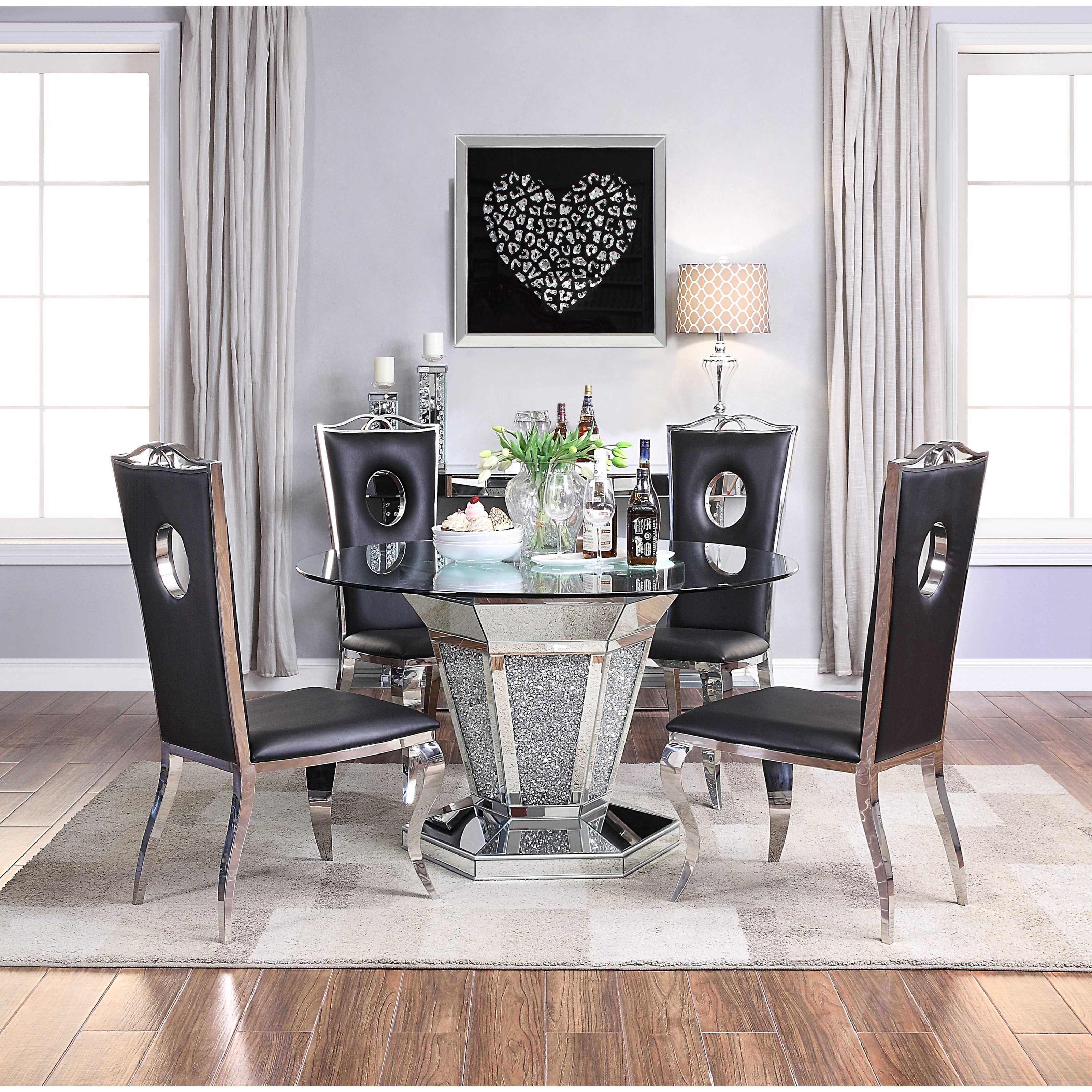Acme Furniture Noralie 71285 Glam Glass Top Dining Table with Faux