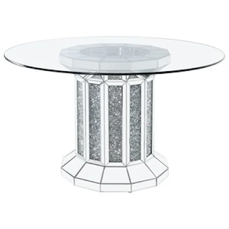 Glam Dining Table with Round Glass Top