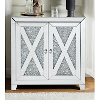 Glam Mirrored Console Table with Faux Diamond Inlay