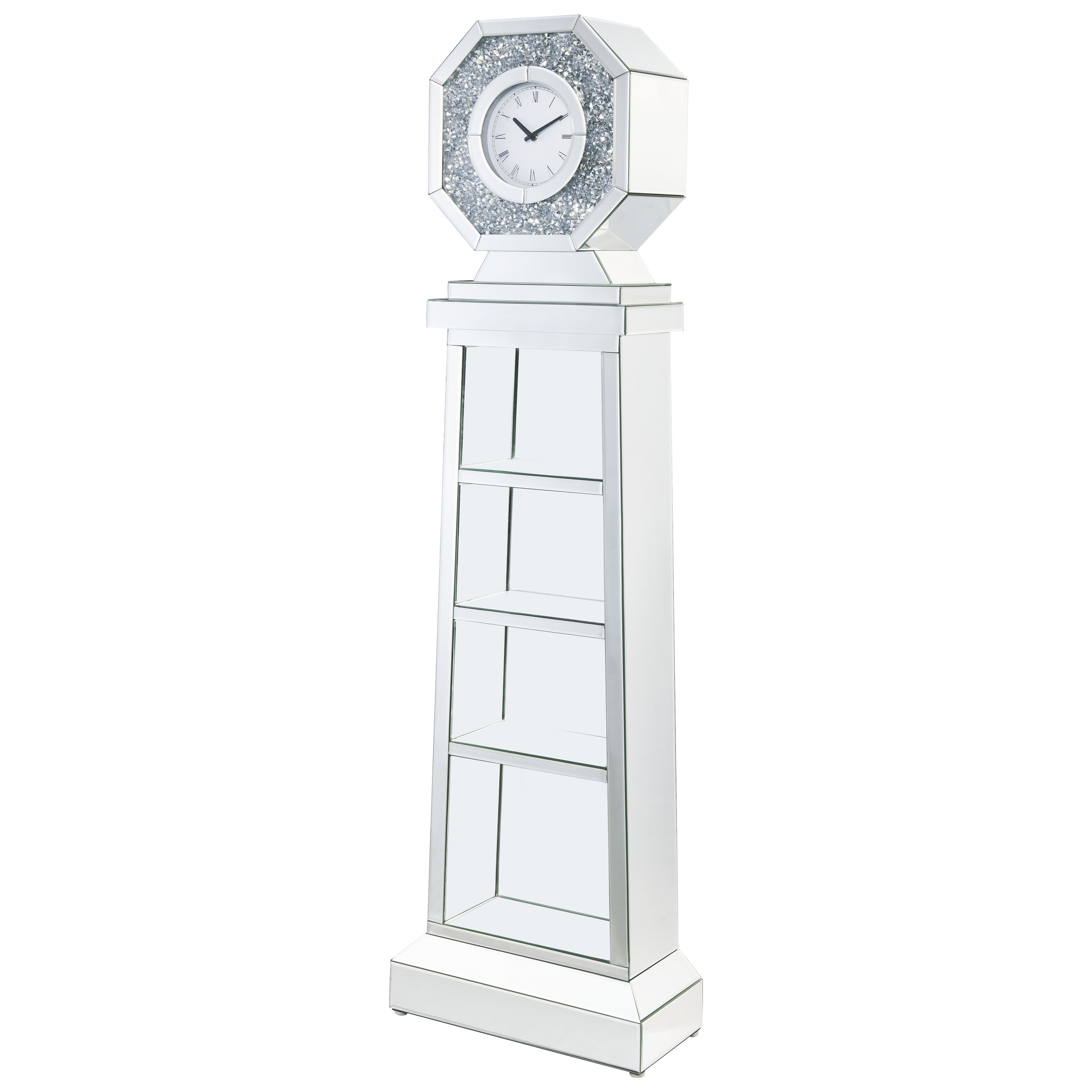 Acme Furniture Noralie 97736 Glam Mirrored Grandfather Clock with
