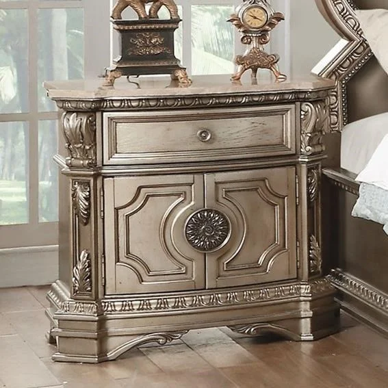 Acme Furniture Northville 26934 Traditional 2Door Nightstand with Marble Top A1 Furniture