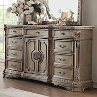 Traditional 2-Door Dresser with Marble Top