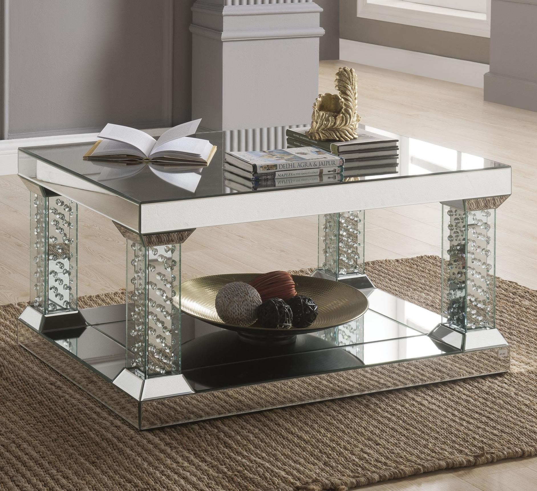 Acme mirrored online coffee table
