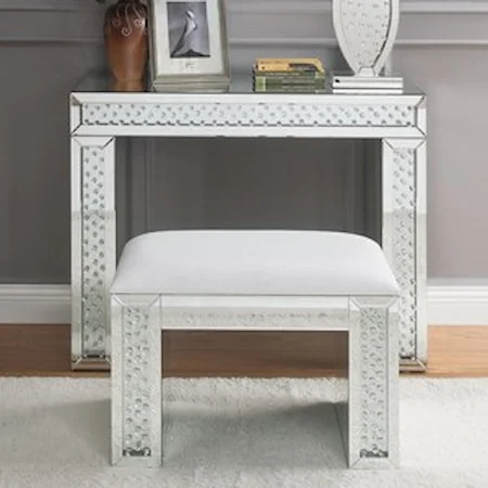 Glam Small Vanity Desk with Faux Crystal Inlay