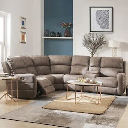 Contemporary Power Reclining Sectional Sofa with Cupholder Storage Console and USB Charging Ports