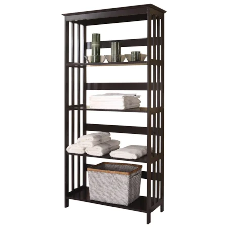 Casual 4-Shelf Rack with Slatted Back and Sides