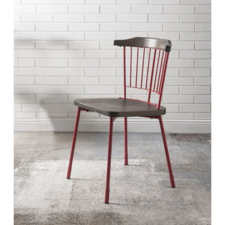 Industrial Dining Side Chair 2-Pack with Slatted Backrest