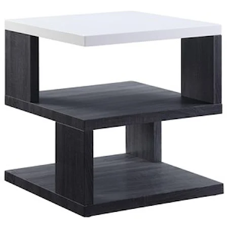 Modern End Table with Geometric Design