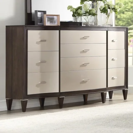 Bowed Front, Two-Tone Dresser with Soft-Close Drawers
