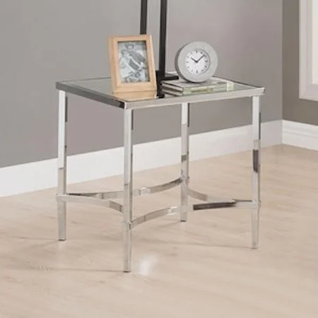 Contemporary End Table with Mirror Top
