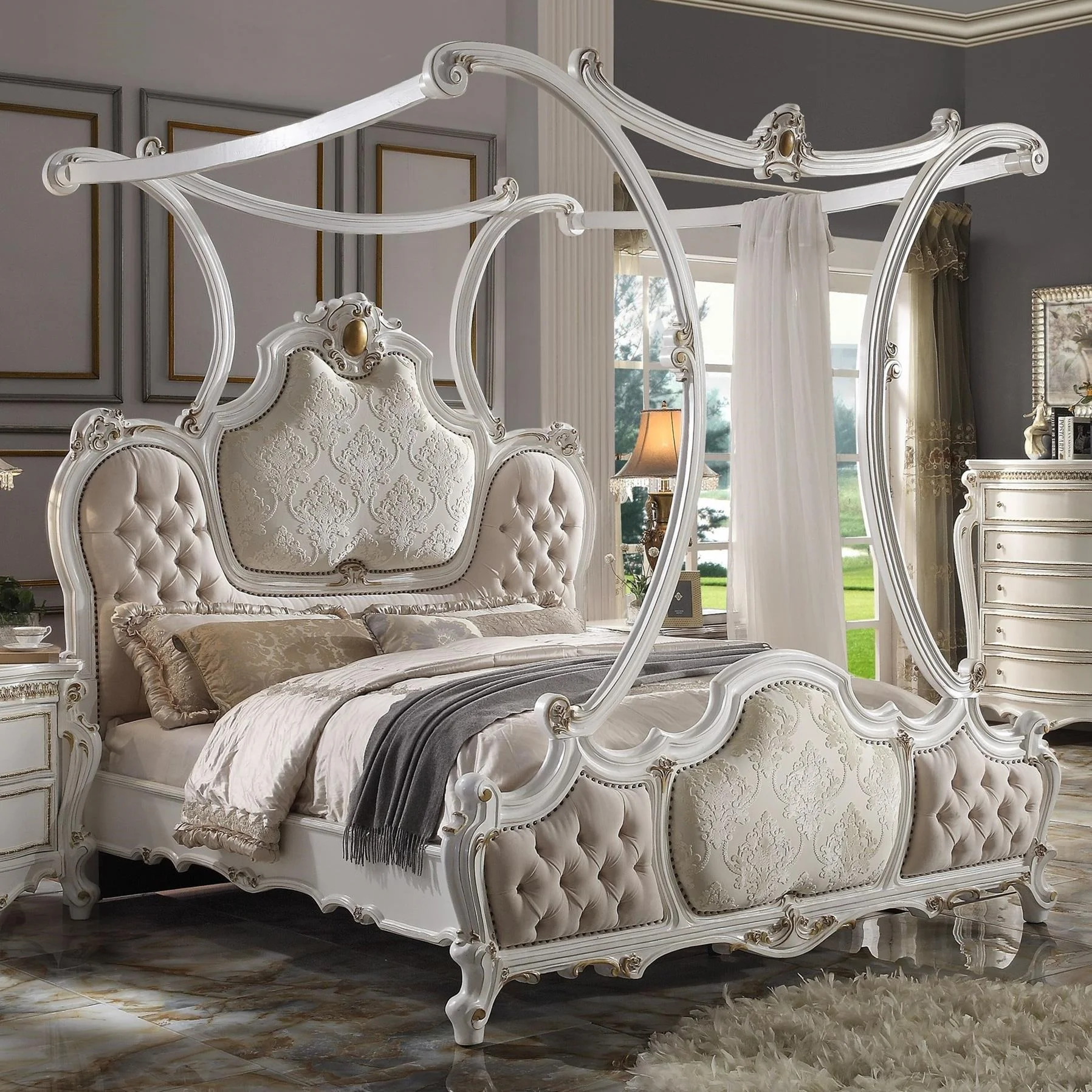 Acme Furniture Picardy 28207EK King Bed (Canopy) Value City Furniture