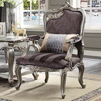 Traditional Left-Facing Accent Chair with Cabriole Legs and 1 Pillow