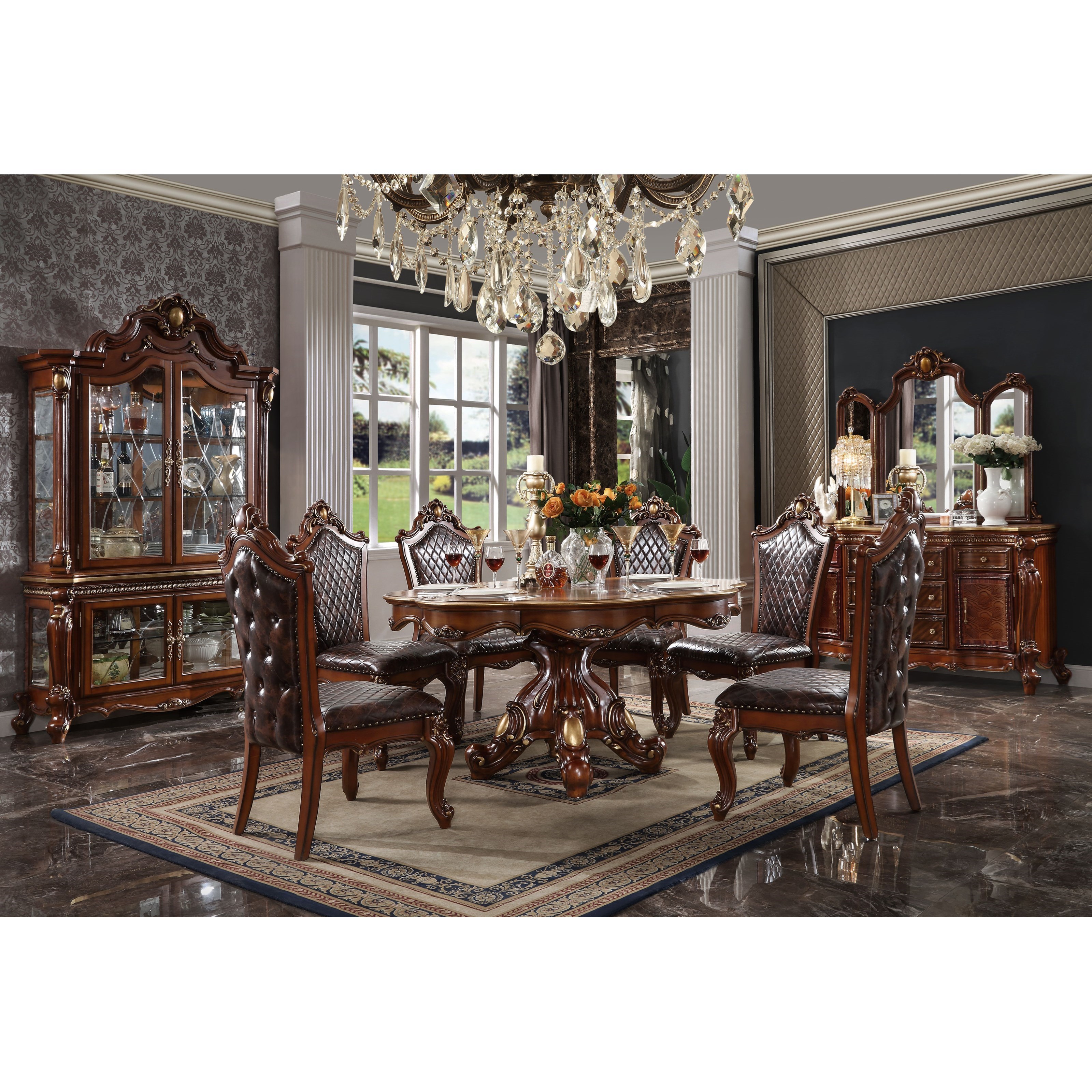 Acme Furniture Picardy 63470 Traditional Round Dining Table | Del