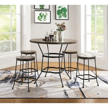 Metal Counter Height Dining Set with 4 Chairs