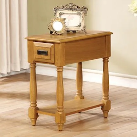 Transitional Side Table with Drawer and Shelf