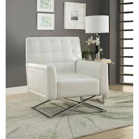 Contemporary Accent Chair with Track Arms and Tufted Back