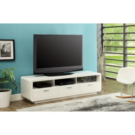 Contemporary TV Stand with 3 Drawers and Open Compartments