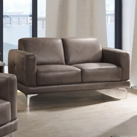 Contemporary Loveseat with Chrome Metal Legs