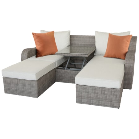 Patio Sectional & 2 Ottomans (2 Pillows)