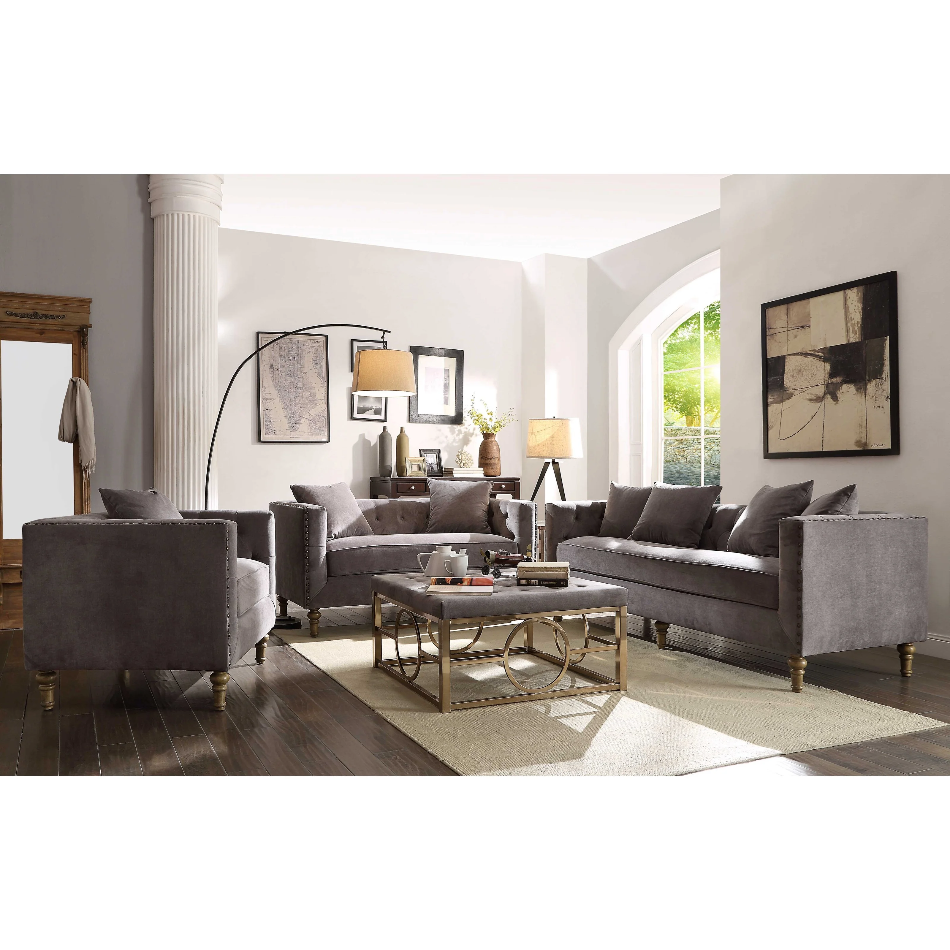 Acme Furniture Sidonia Arm Chair in Gray Velvet 53582 main image 0