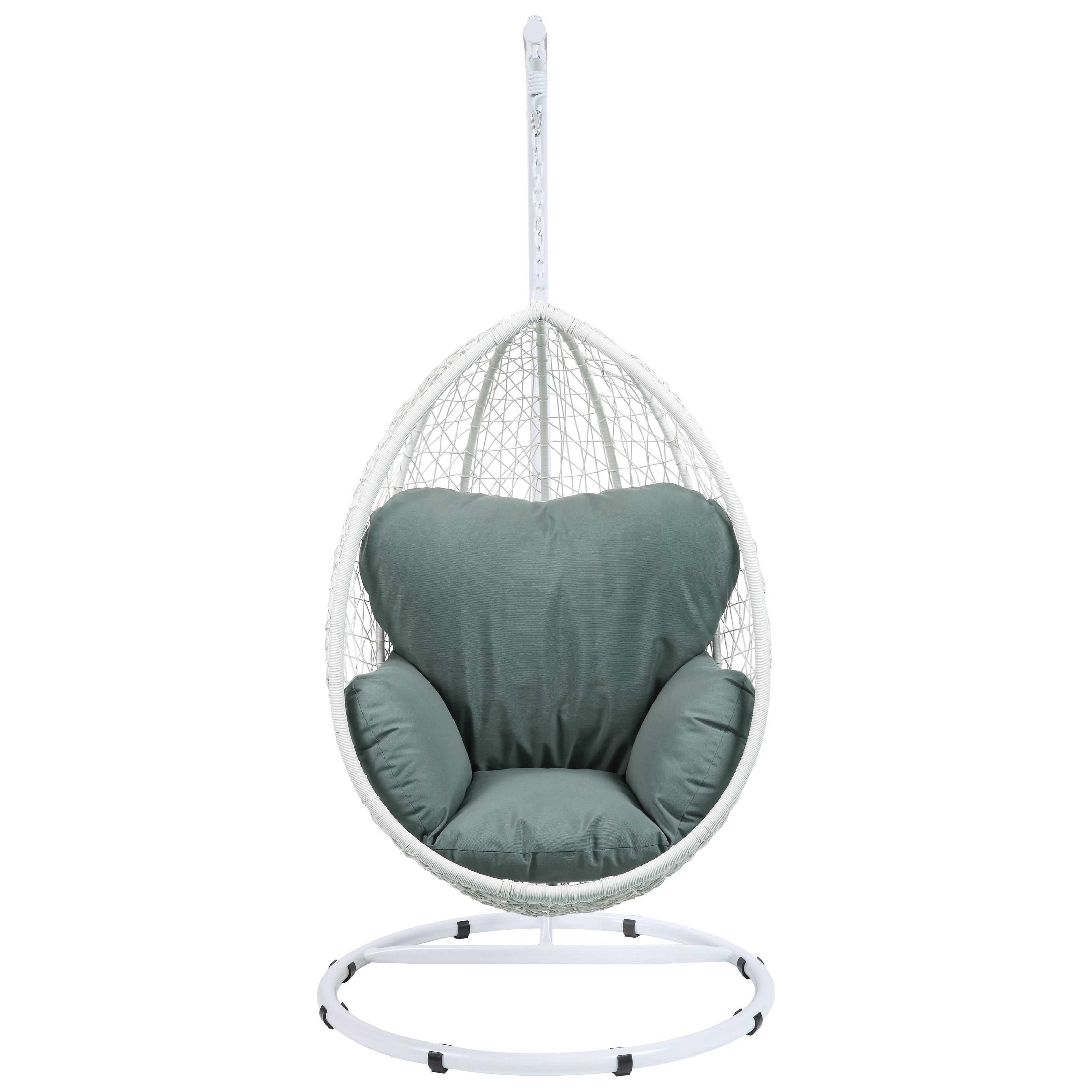 Acme furniture vasant grey fabric synthetic wicker metal patio shop swing chair with stand