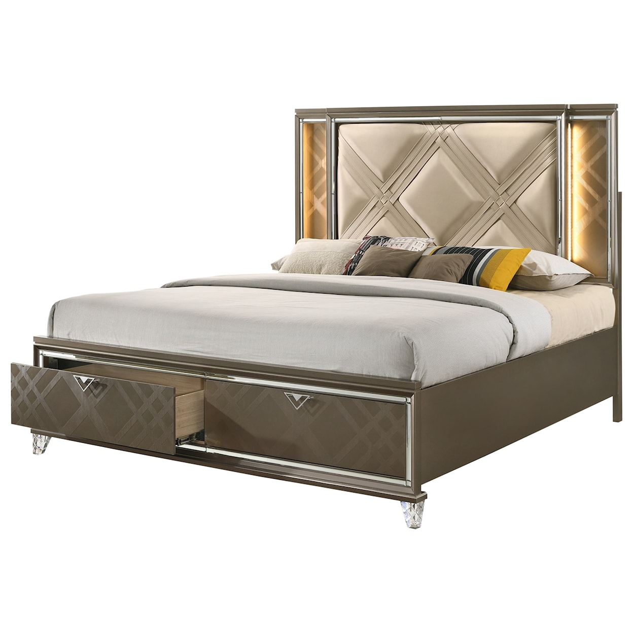Acme Furniture Skylar Queen Bed (Storage & LED)