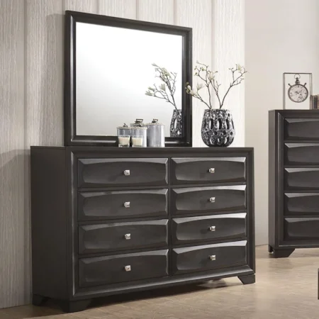 Transitional 8-Drawer Dresser and Mirror Set