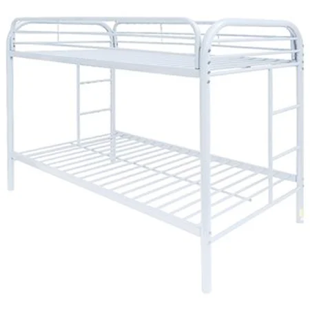 Kid's Twin Over Twin Metal Bunk Bed with 2 Ladders