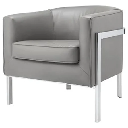 Contemporary Accent Chair with Track Arms and Chrome Legs