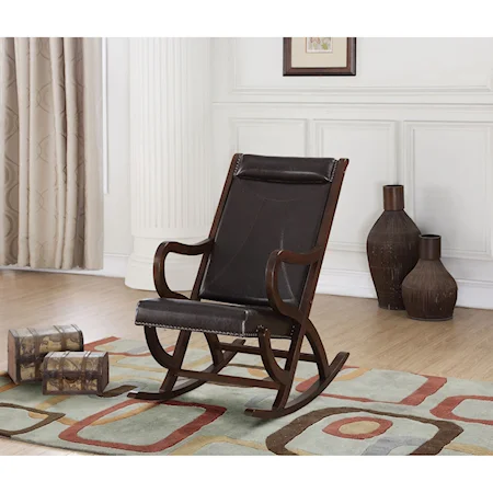 Contemporary Rocking Chair with Nailhead Trim