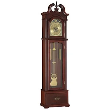 Traditional Grandfather Clock in Cherry Finish