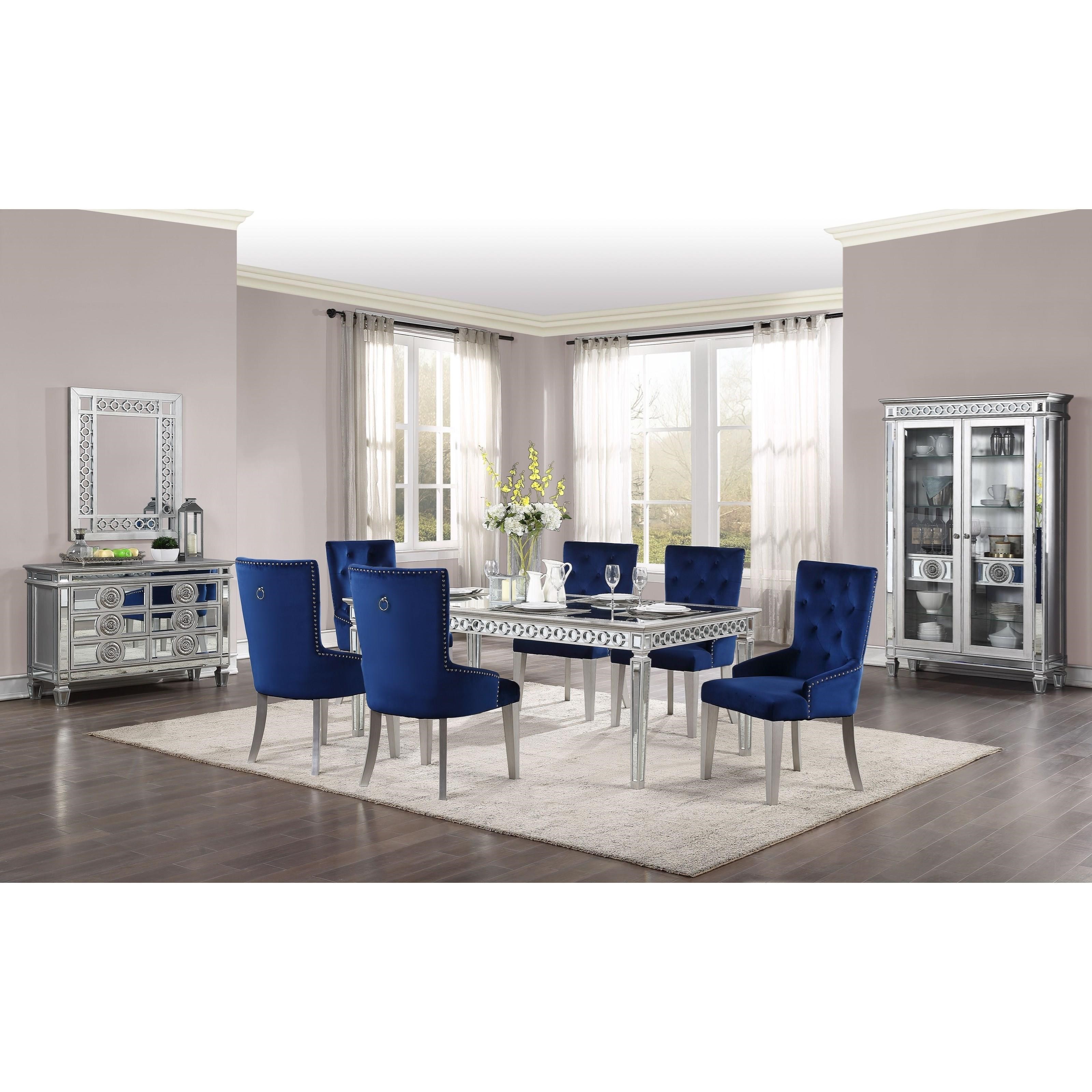 Mirror dining table set sales