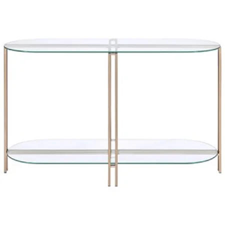 Glam Sofa Table with Glass Shelf