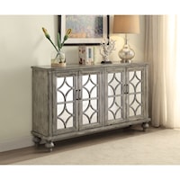 Transitional Console Table with Mirrored Doors