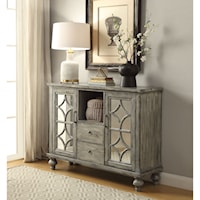 Transitional Console Table with Mirrored Doors