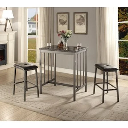 Contemporary Counter Height Dining Set with 2 Chairs