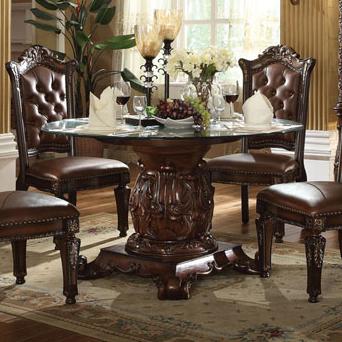 Pedestal Dining Table with Glass Top