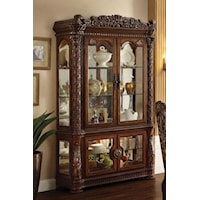 Curio Cabinet with Glass Doors and Mirrored Back