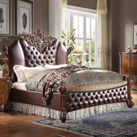 Traditional Upholstered King Bed with Button Tufting