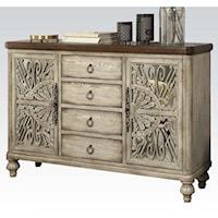 Relaxed Vintage Console Table with Decorative Cabinet Doors