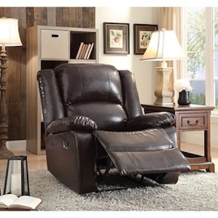 Casual Motion Recliner with Oversized Headrest and Backrest