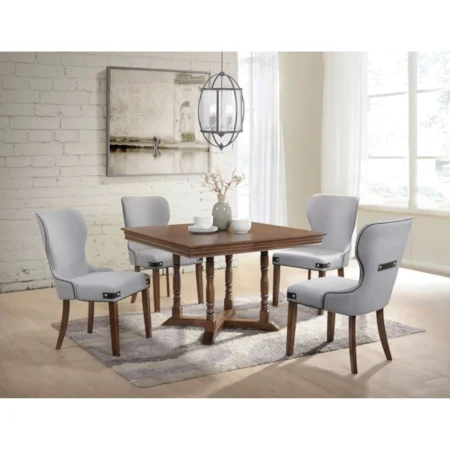 Transitional Dining Table with Turned Post Base
