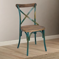 Industrial Metal Side Chair with Wood Seat