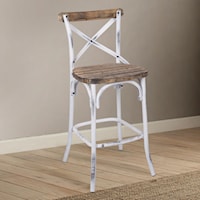 Industrial Metal Bar Stool with Wood Seat