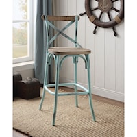 Industrial Metal Bar Stool with Wood Seat