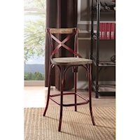 Industrial Metal Bar Stool with Wood Seat