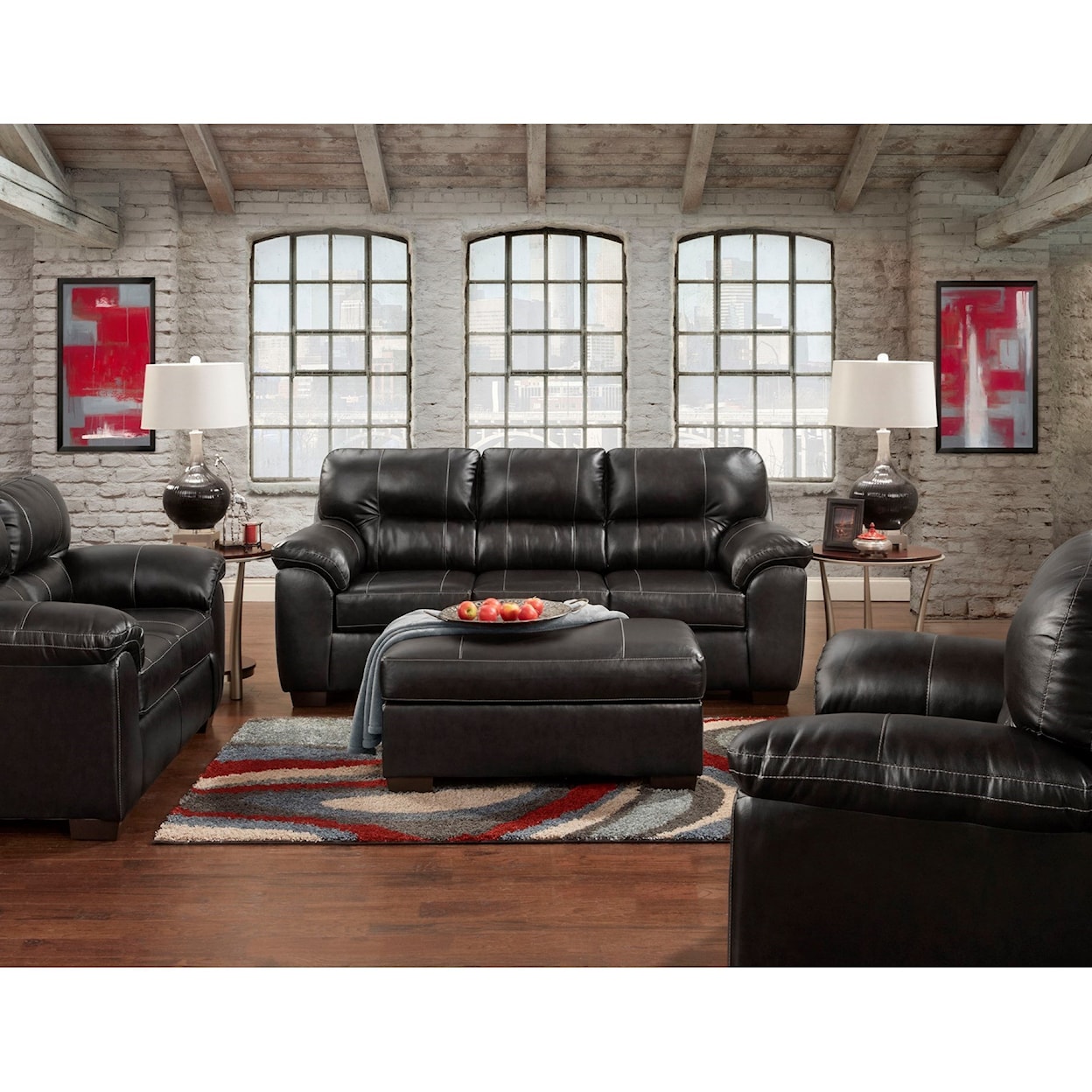 Affordable Furniture Easton EASTON BLACK OTTOMAN |