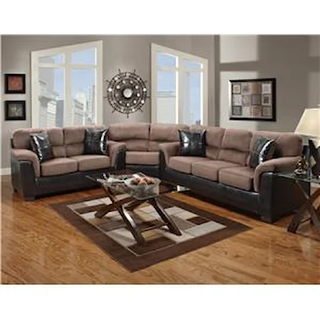 Fabric/Faux Leather Sectional with Wedge